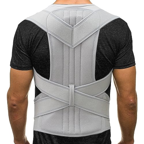 XS-5XL プラスサイズ姿勢コレクター女性男性バックブレースフルバックサポートベルト肩首鎖骨脊椎サポートウエスト整形外科コルセット (Color : Gray, Size : S)