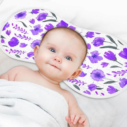 Watercolor Blooms Pattern Muslin Baby Burp Cloths - Super Absorbent and Soft Burping Rags - Cotton Burp Clothes Set for Boys and Girls, 2 Pack4