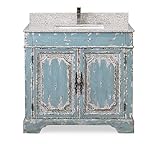 Benton Collection 36'' Shabby Chic Cottage Style Bathroom Vanity (Light Blue)