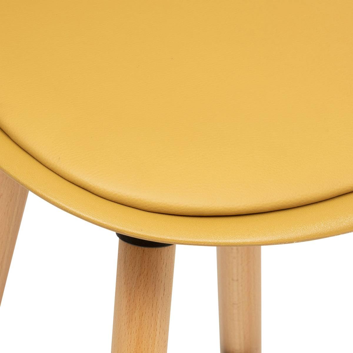 Atmosphera - Sgabello da bar scandinavo Maxon, giallo ocra - H 91,5 cm, gambe in faggio, seduta comoda - Per cucina e bar