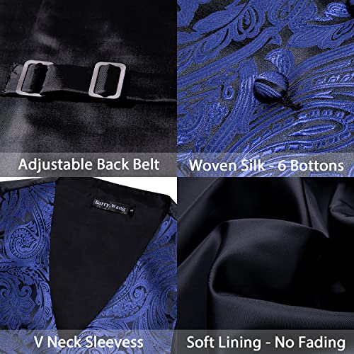 Image of Barry.Wang Formal Men Flower Vest Paisley Jacquard Silk Ties Suit Waistcoat Set Wedding 5PCS