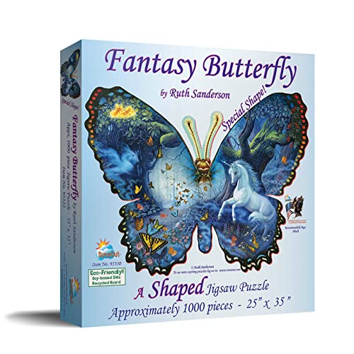 Puzzle Sunsout en forma de mariposa Fantasy Butterfly SOI95330, 1000 piezas, 24 x 35 pulgadas miniatura 2