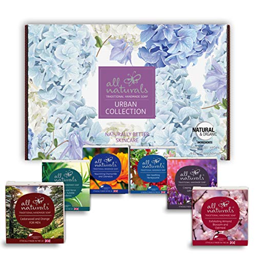 All Naturals - Paquete de 6 jabones orgánicos, colección Urban, 600 g (6 pastillas x 100 g)
