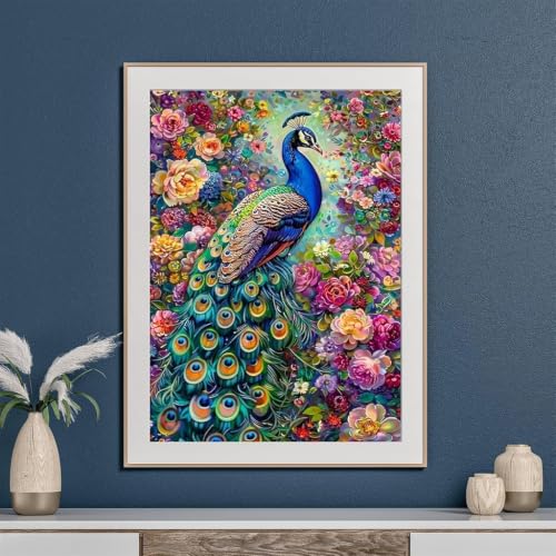 Image of HASTHIP Peacock 5D Diamond Painting Kit Full Drill Art Decor