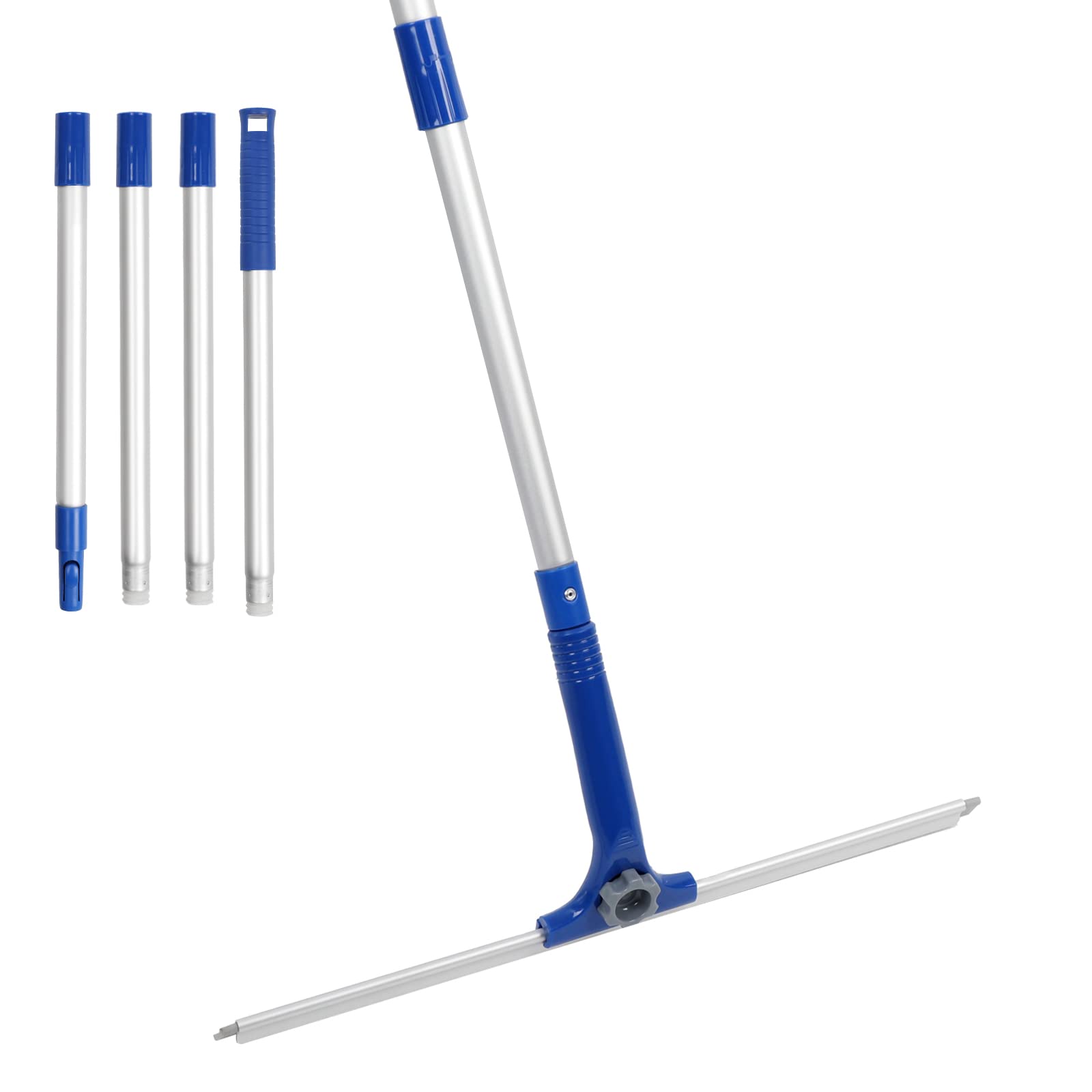 Double Squeegee for Window Cleaner,17" & 12" Squeegee with 56" Aluminum Handle for Car,Sliling Door,Shower Glass Door-Swivel,Indoor Outside High Window Cleaning