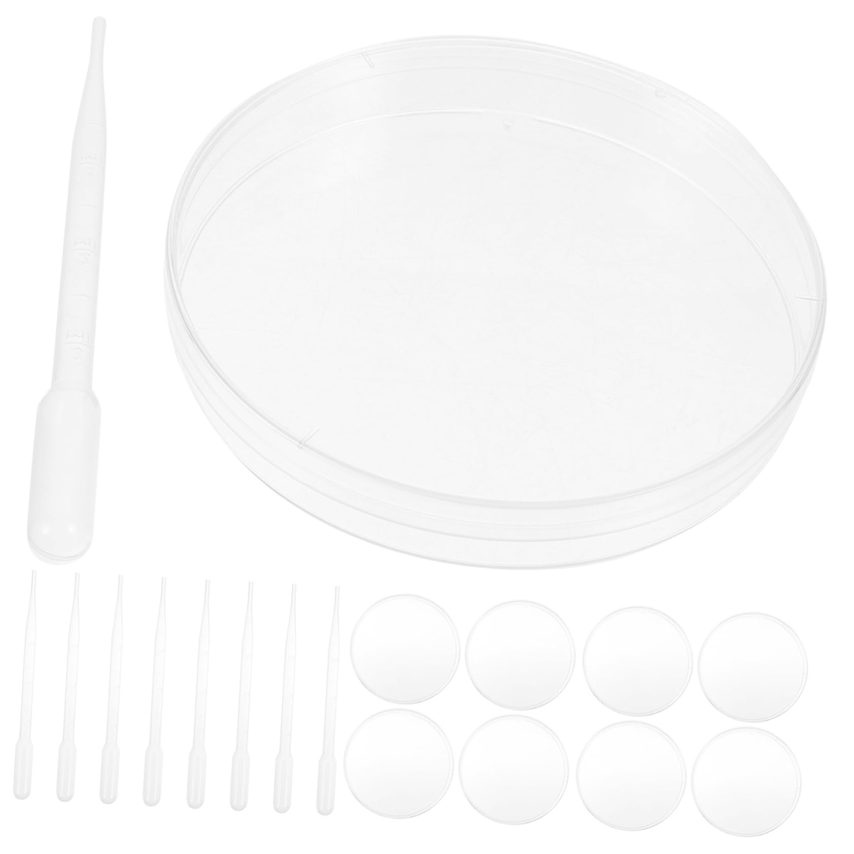KICHOUSE Science Equipment 10pcs Petri Dishes Lids 3ml Dropper Agar Plates for Research Experiments