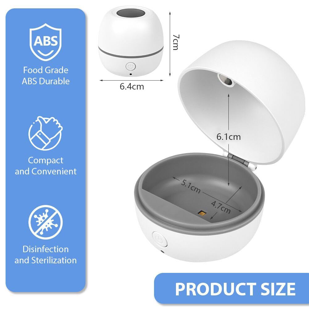 HOTUT Stérilisateur de Sucette Portable, Pacificateur Stérilisateur UV, Boîte Désinfectante à Sucettes, Élimine 99% des Germes, Boîte de Stérilisation UV, Rechargeable Type-C(Petit)