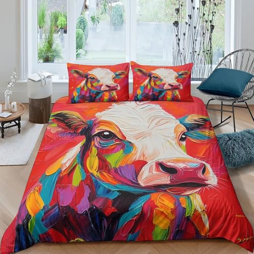 Housse de couette vache 3D en microfibre 135x200 pour lit single - 4