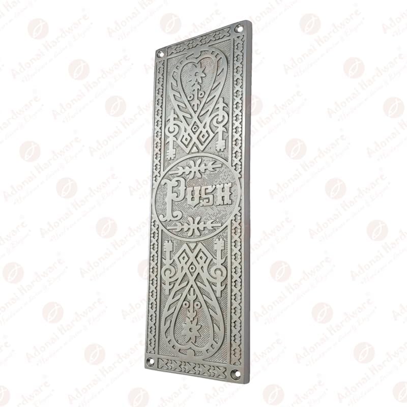 Adonai Hardware Decorative Brass Push Plate (10.2 Inch Push x 2 Pack, Satin Nickel)