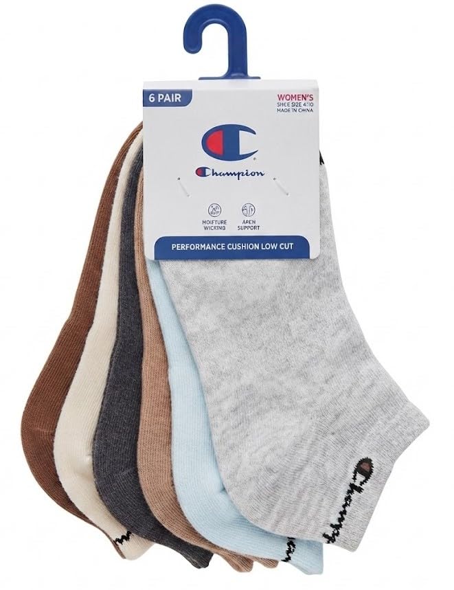 Image of Champion Women's Low Cut Beathable Moisture-Wicking Athletic Socks (6-Pack)