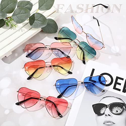 Weewooday 12 Pairs Heart Sunglasses Thin Metal Frame Hippie Sunglasses Retro Wire Rimmed Heart Shaped Sunglasses Multicolor Vintage Heart Lenses Glasses for Women Men3