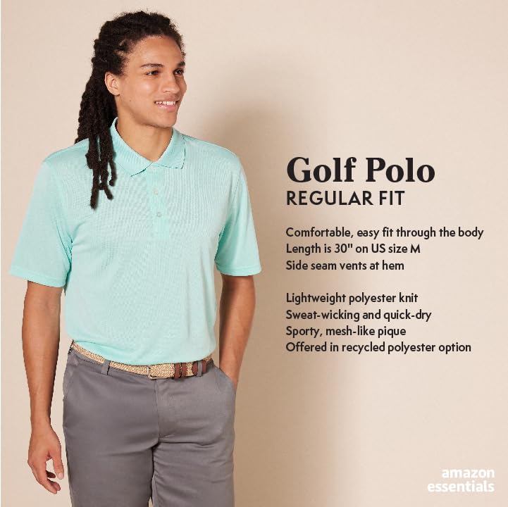 Amazon Essentials Herren Schnell trocknendes Golf-Polohemd mit normaler Passform (erhältlich in Big & Tall), Königsblau Weiß Ministreifen, XL