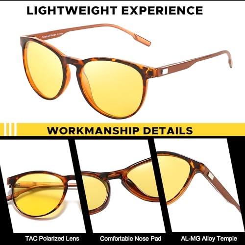 LVIOE Womens Night Vision Glasses for Driving, Polarized Anti Glare Yellow Lens Glasses Nighttime Glasses4