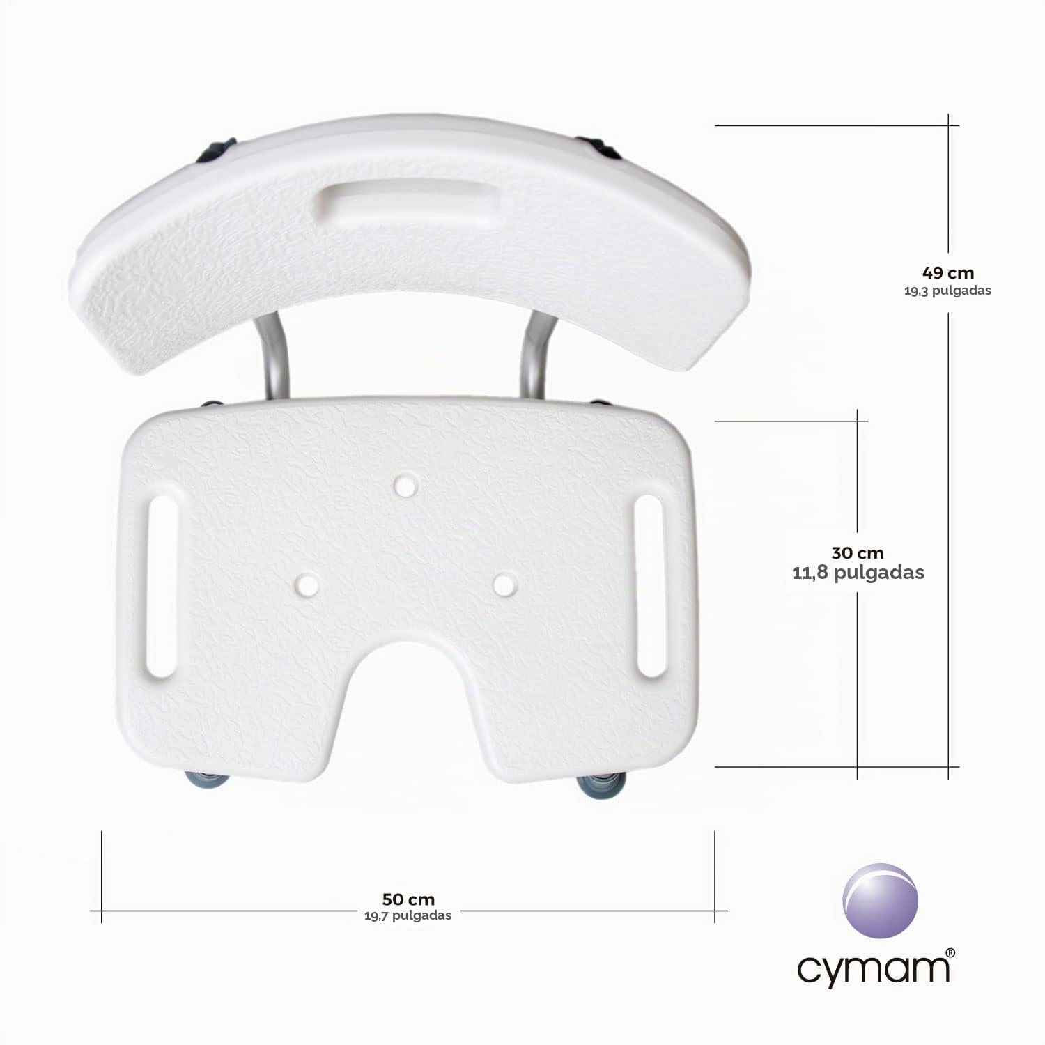 Silla de Baño con Respaldo, Asiento en U y Altura Regulable | Antideslizante, desagües integrados, ajuste en 8 niveles, montaje sin herramientas, para personas mayores