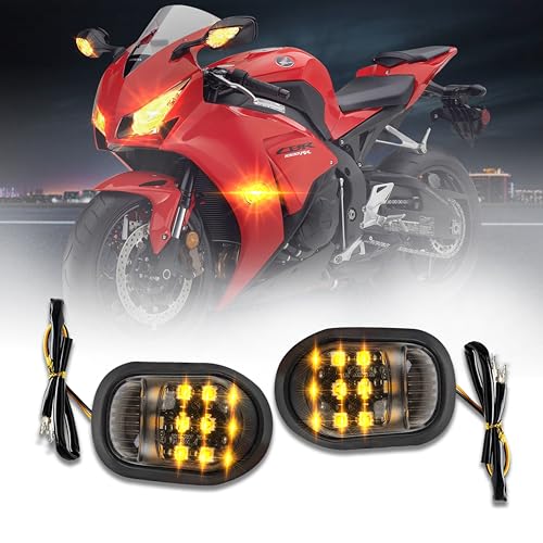 Image of MIKANIX Motorbike Body Indicator Flush Mount LED Amber Lamp Lights Blinker Turn Signal Yellow Lighting Universal For Yamaha FZ6R, FZ1, YZF, R15, R6, R6S, CBR, 150, 250, KTM RC 125,200,390