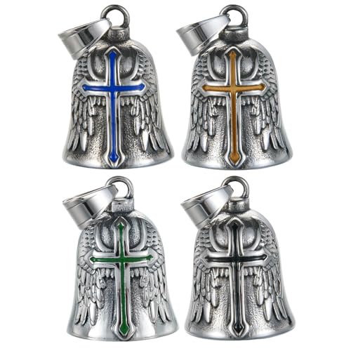 Image of Motorcycle Bell Guardian Angel Charm - Weather-resistant Good Luck Gremlin Bells With Gift Box, Legend Card, Keychain