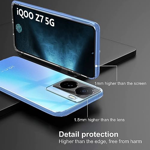 Image of Fashionury Crystal Clear Case for iQOO Z7 5G / Z7s 5G | Yellowing Resistance | Transparent TPU Silicone | Raised Camera Lips | Slim Transparent Cover