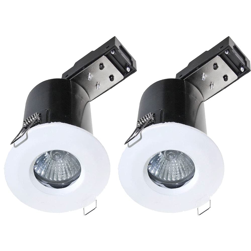 Manningham Lighting White 2X Ip65 Fire Rated Gu10 Downlight Bathroom Shower Waterproof Recessed Ceiling Light Spotlight 240V Cool Bulb