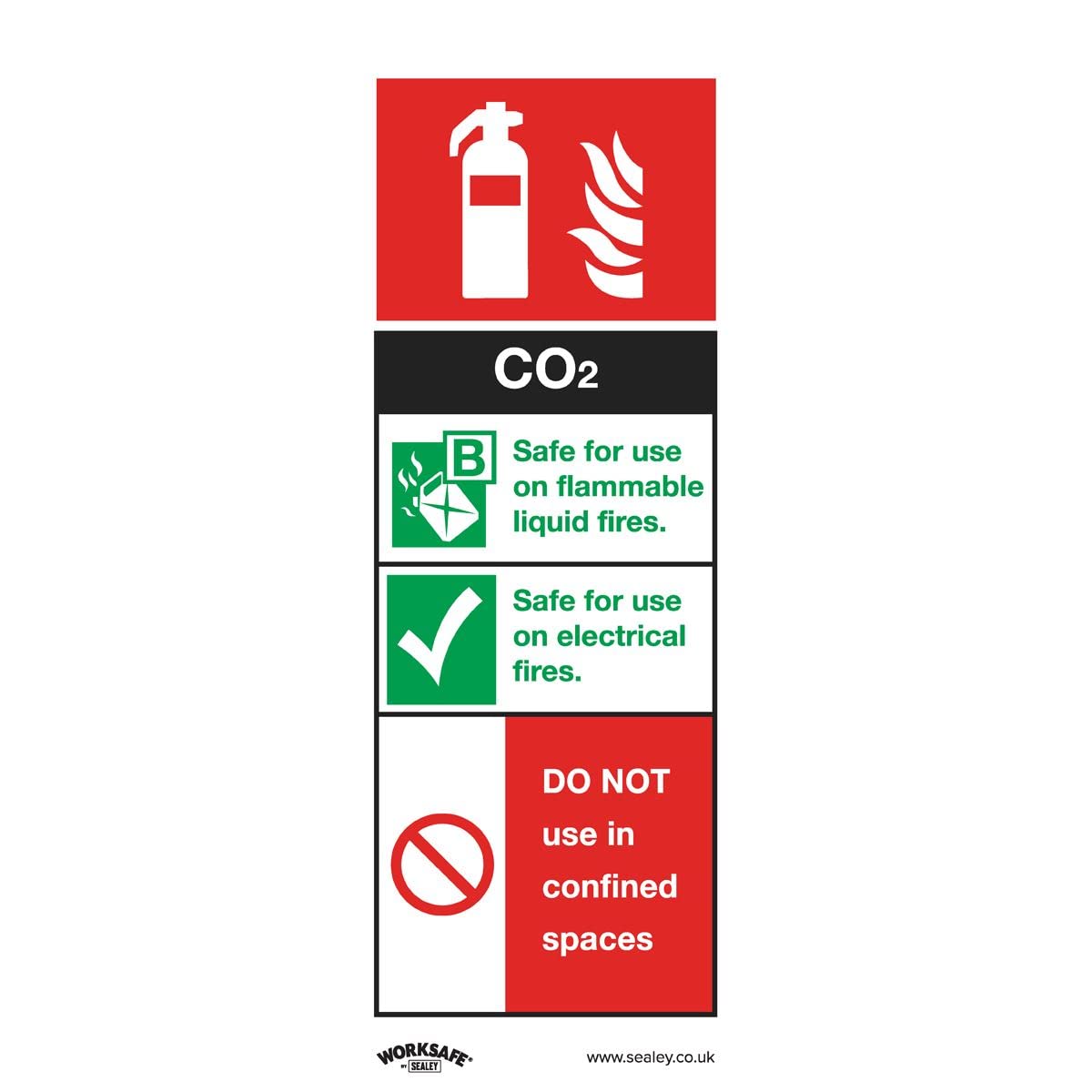 Sealey Rigid Plastic Co2 Fire Extinguisher Sign