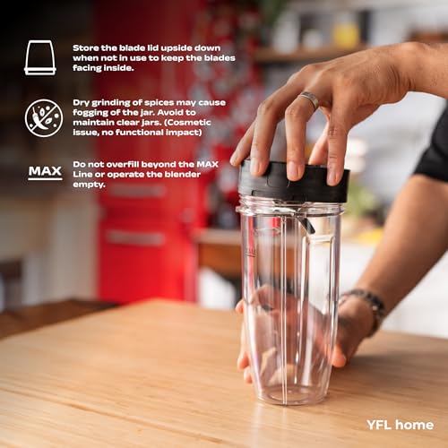 YFL Home by Chef Sanjyot Keer BlendLab Pro 2.0 Mixer Grinder, 1200W Blender for Kitchen, 2 Unbreakable Jars, 100% Copper Motor, Smoothie Maker with Preset Modes, Laser Cut SS Blades (Red) 7 51LvxpW MsL