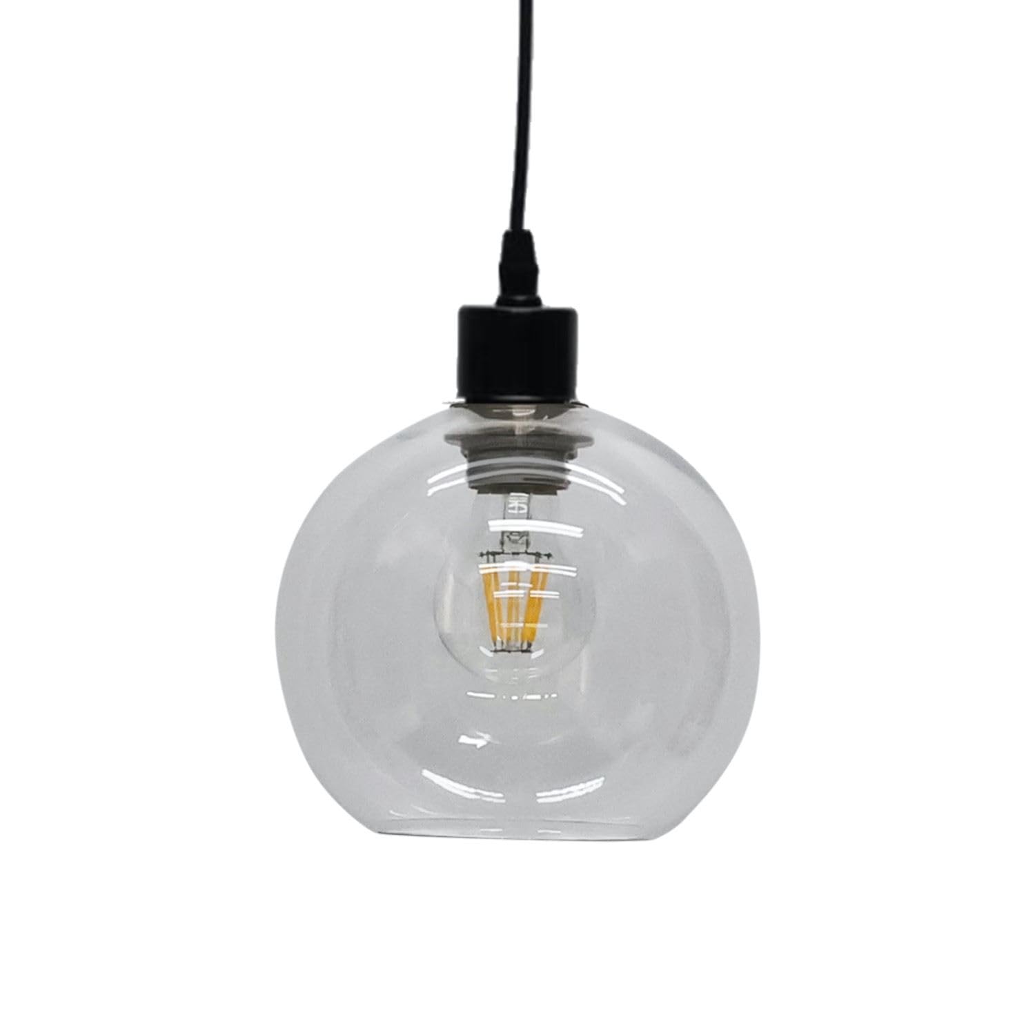 Glass Easy Fit Ceiling Lightshade or Pendant Shade, Clear Glass Globe, Height 15cm Diameter 17cm