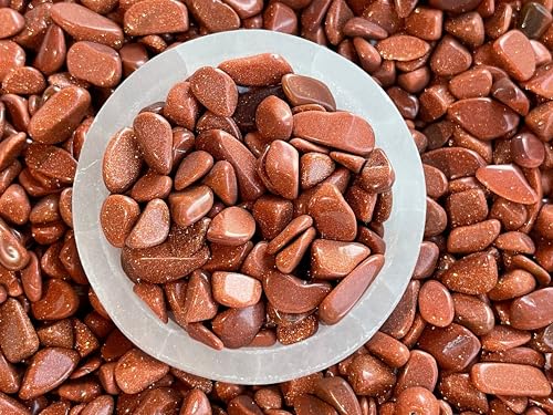 Image of GAF TREASURES 2 oz Lot Semi Tumbled Gemstone Chips, Crushed Mini Crystals, Undrilled Crystal Chips (Red Goldstone)