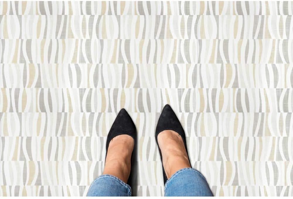 Linen Waves 12-Inch Self-Adhesive Vinyl Floor Tiles