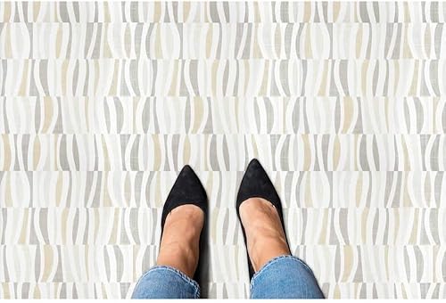 Miniatura 3 de Achim Home Decor - Azulejos de vinilo autoadhesivos retro de 12 pulgadas 20 azulejos 12 x 12 pulgadas patrón de ondas de lino despegar y pegar suelo