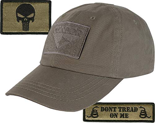 Gadsden and Culpeper Operator Cap Bundle - w Punisher/Dont Tread Patches (Dark Earth Cap)