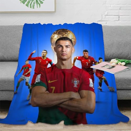 UPRSTUVWX Ronaldo Manta Microfibra Impresa 3D Manta Multiusos Mullida Suave Acogedora Y Cálida Cubierta De Cama para Niños Adultos，para Adultos Y Niños 50x60inch(127x152cm)