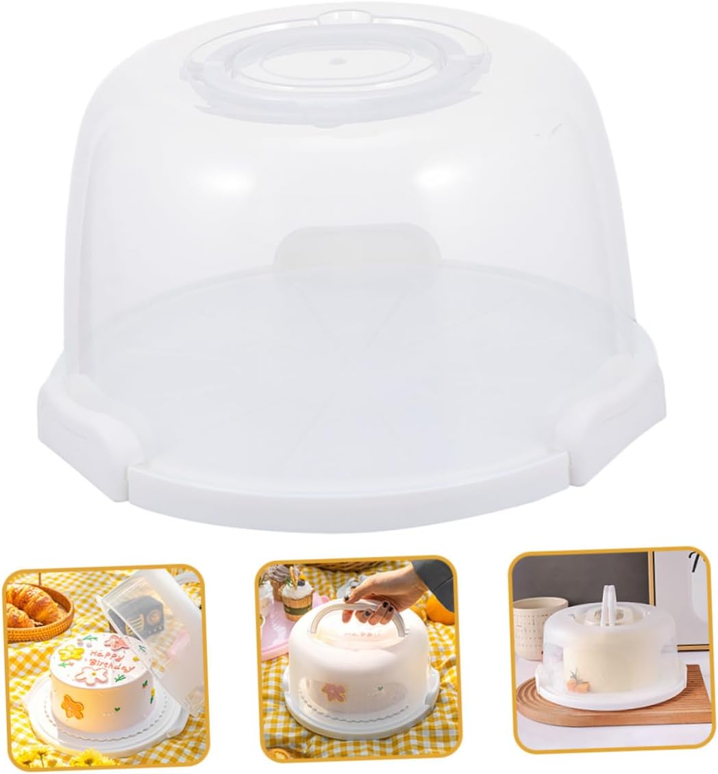 Reusable 8-inch White Tall round Cake Box with Handle Portable Birthday Cake Carrier for Bakery and Outdoor Packing