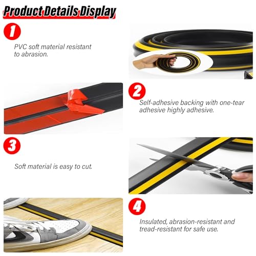 Canaleta para cables de efecto madera, semicircular, con adhesivo autoadhesivo y pintable, para ocultar y gestionar cables / Negro de 20 mm (79/100 pulgadas) y Gris de 40 mm (1 57/100 pulgadas) miniatura 4