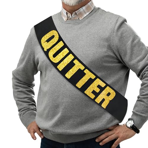 Retirement Gifts for Men & Women Happy Retirement Party Decorations Quitter Sash Elegant Black and Gold Legendary Sash for Both Women and Men Funny Teacher Retired Supplies