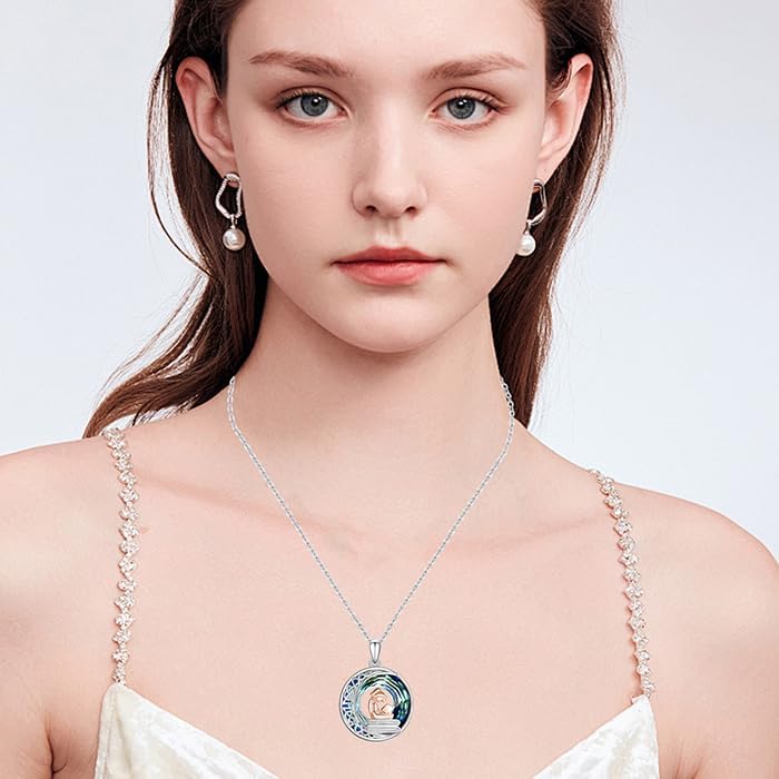 LES OSEWA Crescent Moon Celtic Necklace Sterling Silver Crystal Jewelry Graduation Birthday Gifts for Women - Image 3