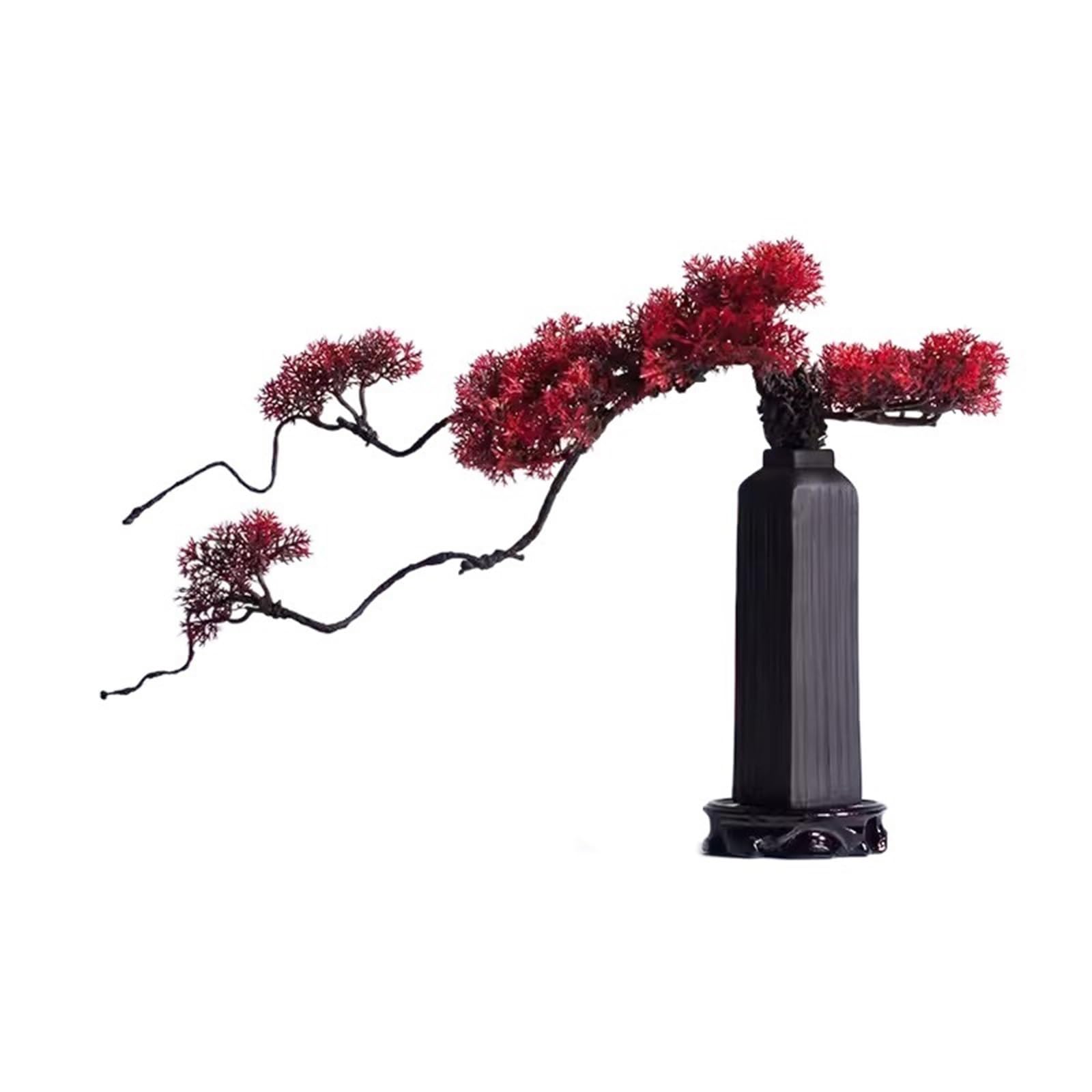 HCZKIUJY Artificial Bonsai Tree Chinese Style Simulation Welcoming Pine Artificial Bonsai Ceramic Vase Set Living Room Room Zen Decoration Fake Pine Trees Fake Plant Decoration (B)
