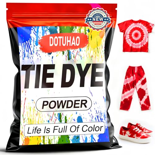 DOTUHAO Tie Dye Powder, Red Tie Dye for Clothes, Fabric Dye, Permanent & Washfast Powder Tie Dyes, Creative Dyes for Clothes (Red,2 OZ)