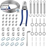 Angooni Lot de 70 câbles en acier inoxydable 50 m épais de 3 mm avec câble en acier gai...