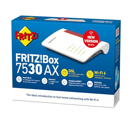 FRITZ!Box 7530 Ax Edition International, Modem Router Wi-Fi 6 Dual Band Fino A 2.400 Mbit, S, Adsl, Vdls Fino A 300 Mbit, S, Mesh, Base Dect, Media Server, Interfaccia In Italiano, Bianco - Router - Immagine 4