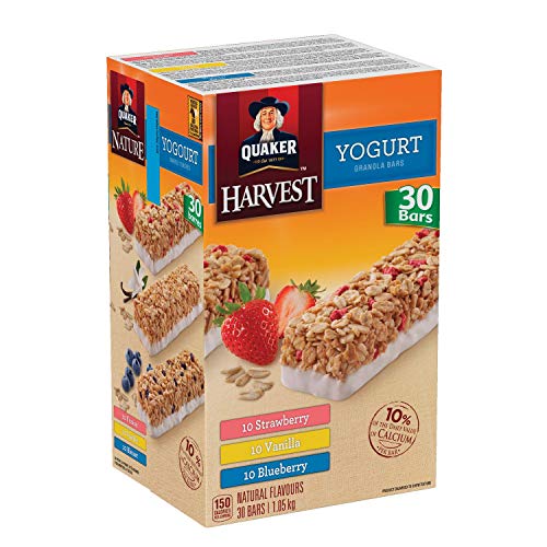 Quaker Yogurt Strawberry Blueberry Vanilla Granola Bars Variety Pack 30ct, 1.05kg/2.3lbs., {Imported from Canada}