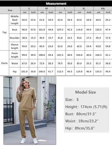 Image of Marvmys Women Long Sleeve Tracksuits Fashion 2 Piece Lounge Set Travel Outfits Jogger Set
