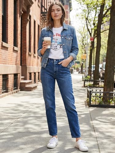 Image of Cicy Bell Womens Straight Leg Jeans High Waisted Mid Rise Stretchy Denim Pants Tapered Petite Jeans