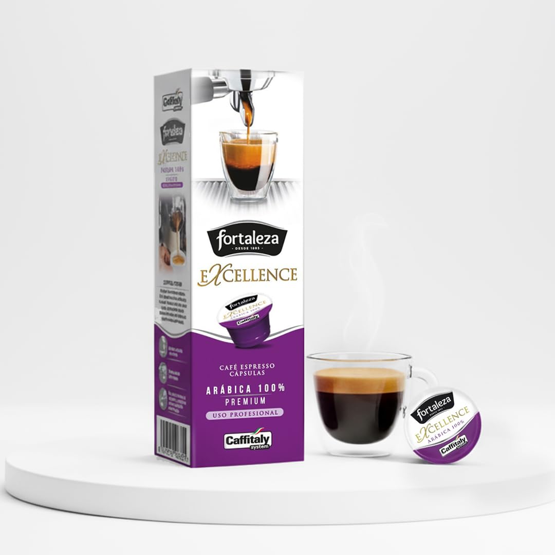 CAFÉ FORTALEZA Cápsulas de Café Compatibles con Caffitaly Pack 8x10 (80Uds) – Cápsulas Excellence 100% Arábica Intensidad Media – Cápsulas de Café Familia Intensos Formato Estándar - Aroma Cítrico
