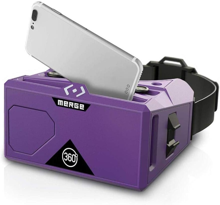 Merge VR Headset - Augmented Reality and Virtual Reality Headset, Play Educational Games and watch 360 Degree Videos, STEM Tool for Classroom and Home, Works with iPhone and Android (Pulsar Purple)