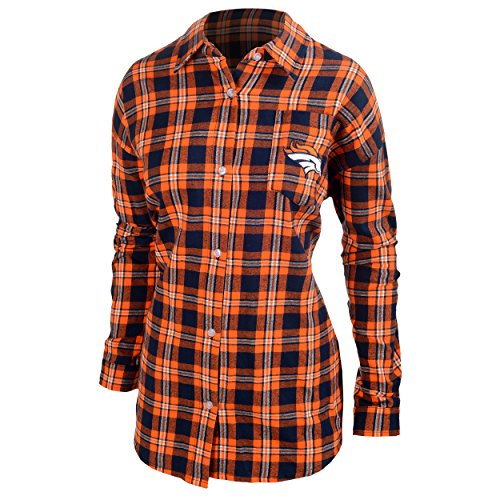 Denver Broncos Womens Wordmark Basic Flannel Shirt Medium