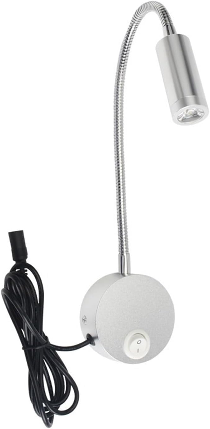 2 W headboard Reading Light with USB Port Wall Light Hose Light 1 for 2 Reading Spotlight Furniture Matching(Black,Positive White Light)