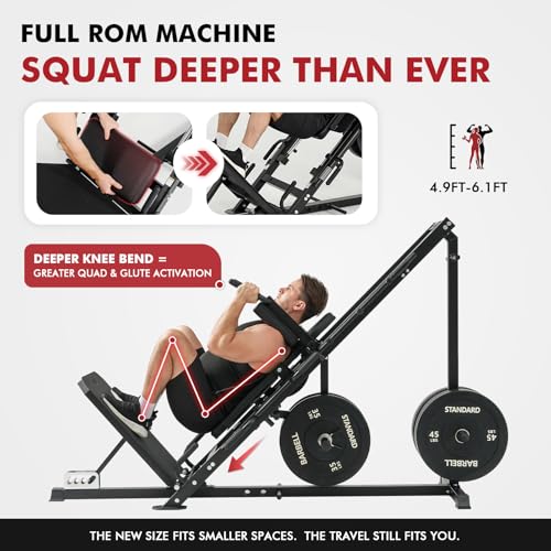 Image of Mikolo Leg Press Hack Squat Machine Combo, Leg Press Machines for Home Gym with Linear Bearing, Hack Squat Machine with Rear and Front Band Pegs, Leg Machine for Full Range Leg Training