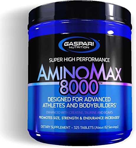 Gaspari Nutrition AminoMax 8000, Advanced Amino Acids for Muscle Recovery, Growth and Endurance - Creatine, Leucine, Taurine, and BCAAs (325 Tablets)