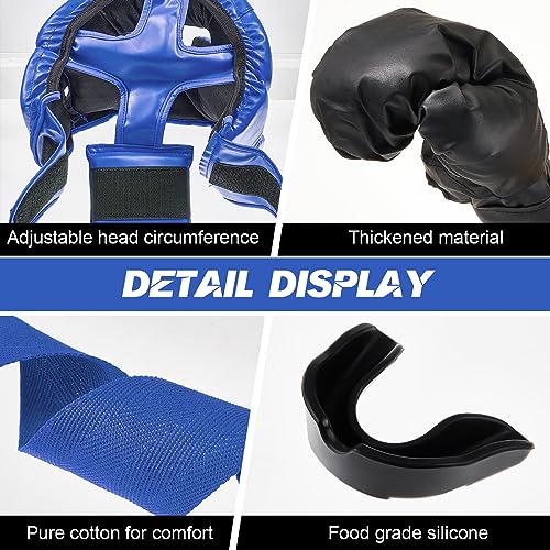Image of Kanayu 14 Pcs Boxing Gloves and Headgear Set for Beginners Youth 16 Ounce Boxing Gloves Headgear Helmet Hand Wraps Mouth Guards Equipment for Beginners Training Equipment Gifts