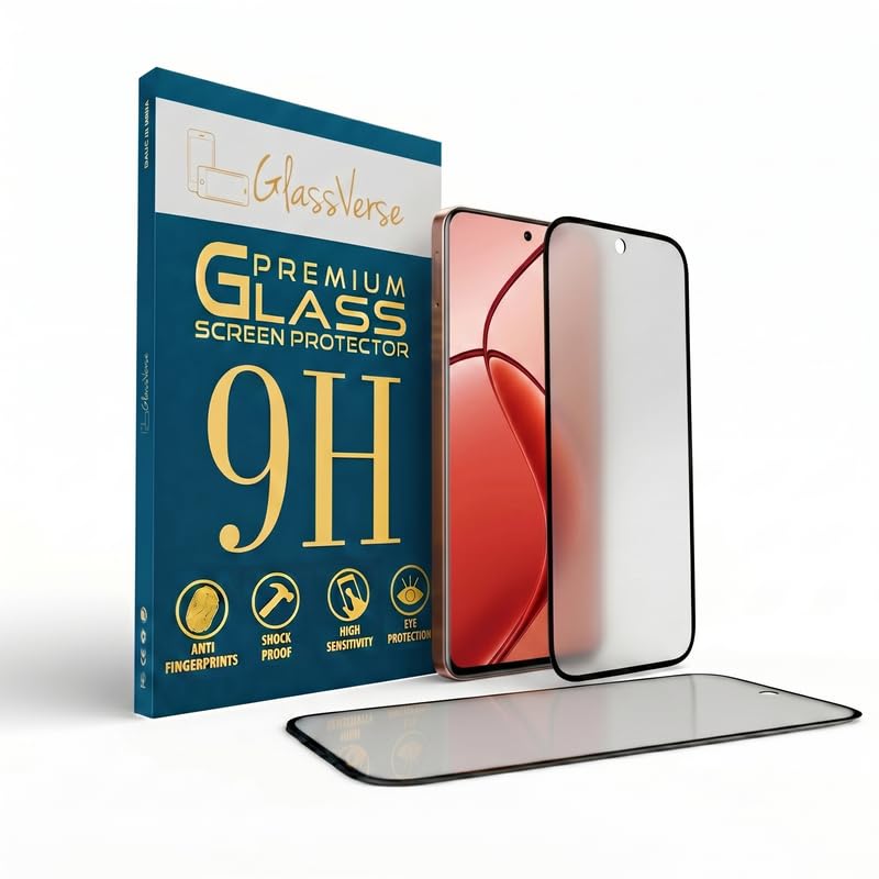 Image of GlassVerse Matte Tempered Glass for Realme C65 5G | Anti Glare, Smooth Touch Screen Protector, 9H Hardness, Edge to Edge, Case Friendly, Hassle-less Installation Kit Included. (Pack of 2)