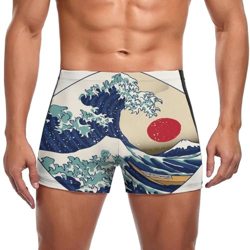 Short de bain homme vagues imprimé à séchage rapide boxer natation confortable
